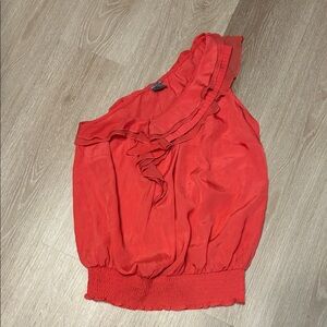 Charlotte Russe One-Shoulder Ruffle Top in Coral